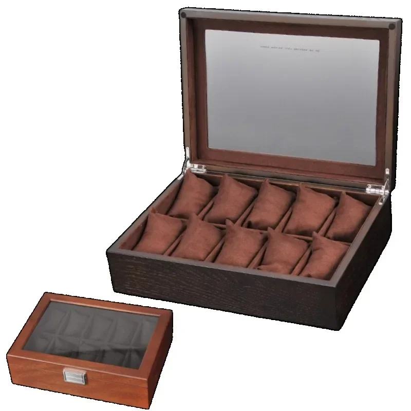 

Персонализированный бесплатный индивидуальный логотип, наклейки из цельного дерева, чехол для хранения часов, коробка с 10 слотами, деревянная коробка для браслета, чехол для хранения чистых часов