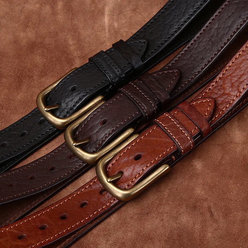 

Thickened rough African buffalo leather retro shrink belt men's genuine leather first layer cowhide tree pattern denim belt