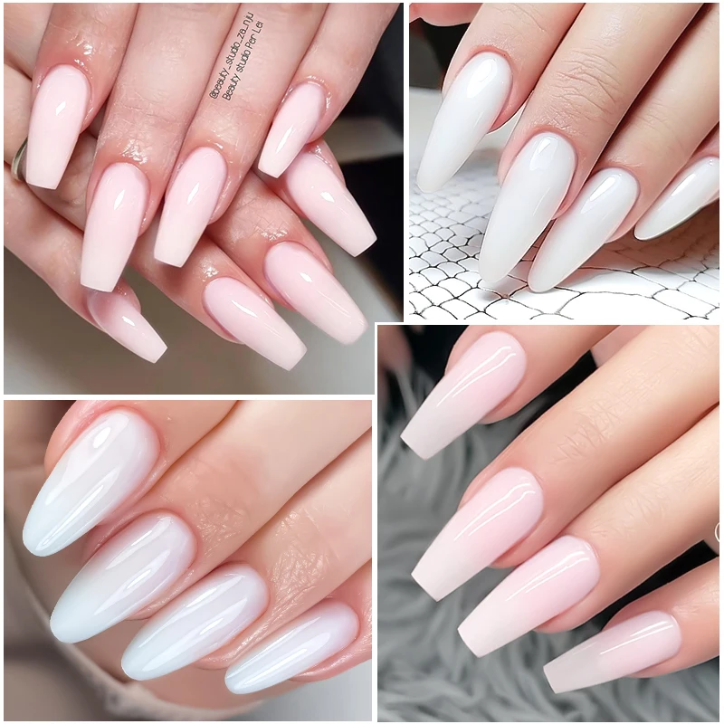 MEET ACROSS 7ml Milk White Pink Quick Extension Nail Gel Polish 3 In 1 Semi Permanent Soak Off UV Gel Varnish Nail Art Manicure