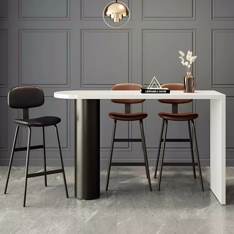 Taburetes De Bar con cojines De estilo Industrial, taburetes De Bar minimalistas De Metal marrón para el hogar, muebles De Comedor modernos y altos