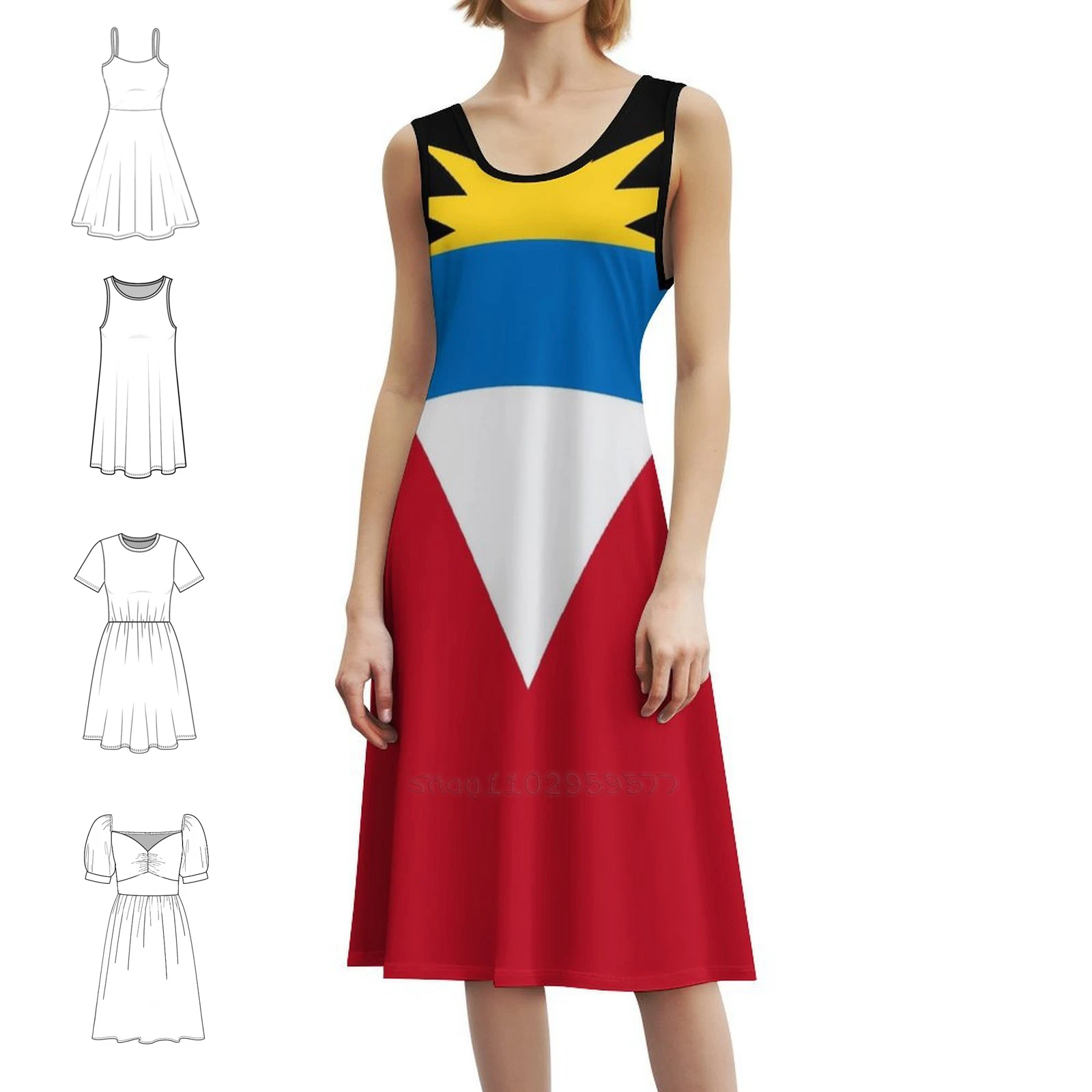 علم أنتيغوا وبربودا بوهو فستان أنيق أنيق موضة شاطئ حفل زفاف ثوب أنتيغوا بربودا أنتيغوا أنتيغوا و