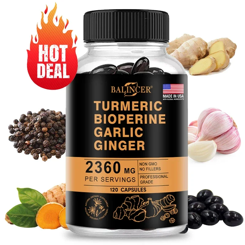 

Turmeric Ginger Supplement with Piperine 2360 Mg with Garlic Comfort Digestive & Immune Nutrient Supplement Calcium Gluten Free