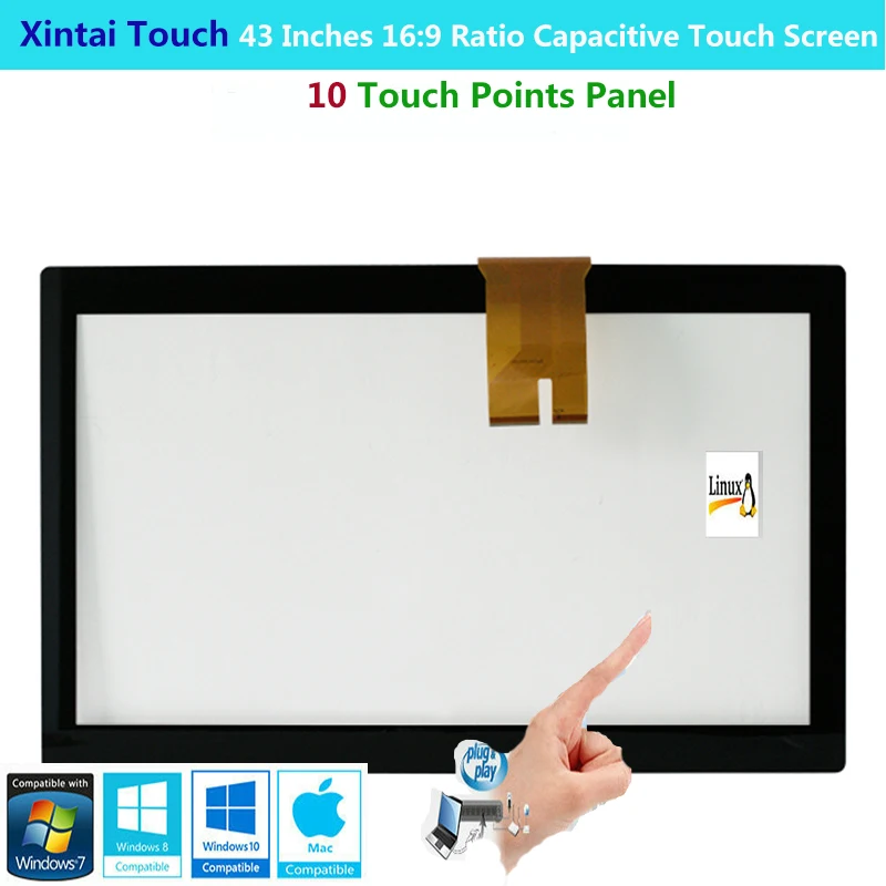 43'' Capacitive Touch Screen,16:9 Ratio Format, GG, with EETI Controller & USB Cable