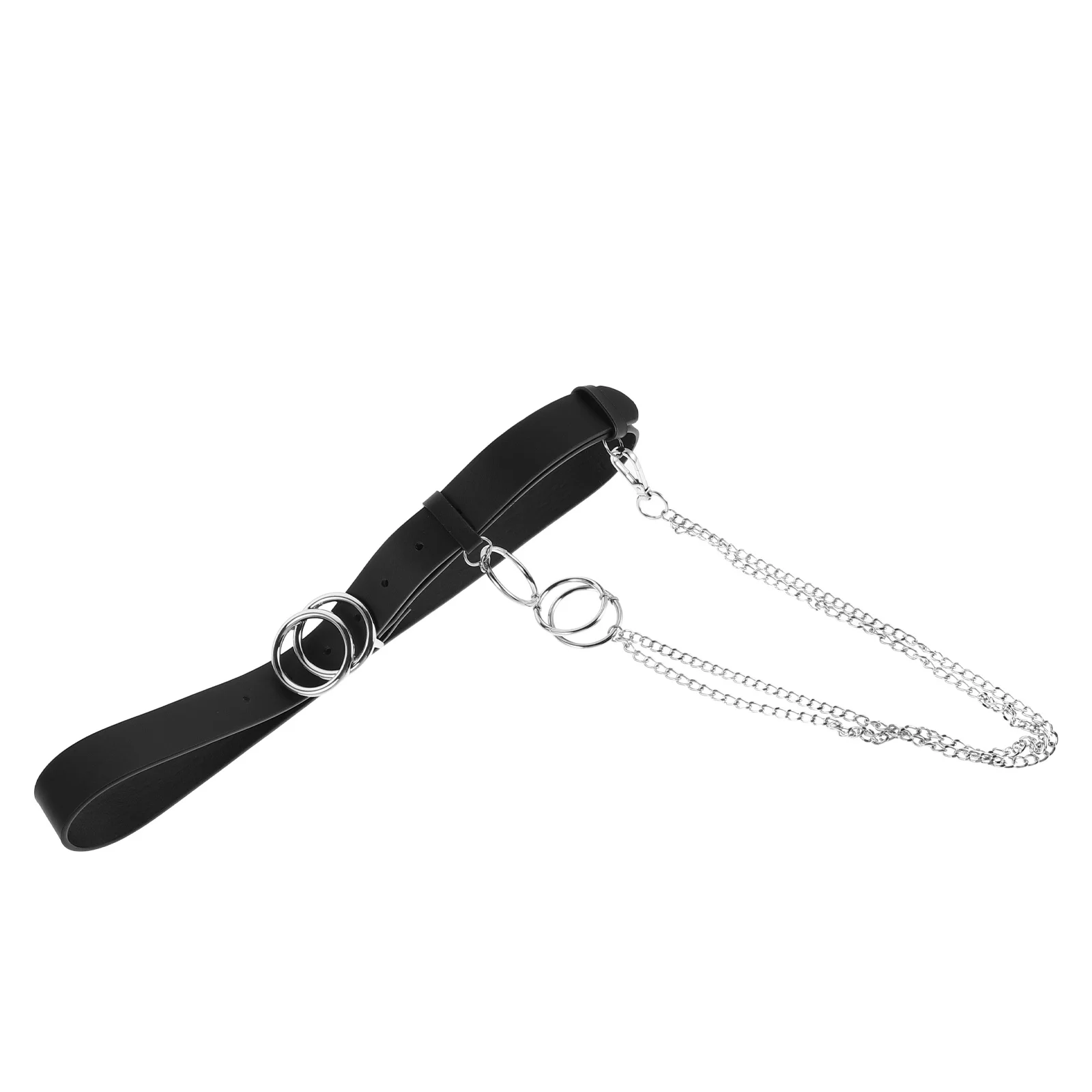 

Fashionable Waist Belt For Double Ring Buckle Punk Chain Adjustable Black Gothic Hip- Party