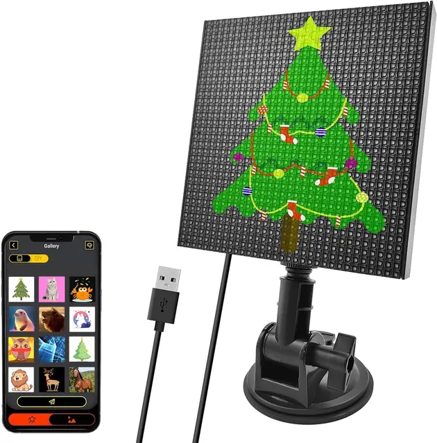 Wyświetlacz LED na tylną szybę samochodu, wyświetlacz pikseli, ekran 32X32 pikseli, kontrola APP, pełnokolorowy panel emotikonów, pakiet emotikonów DIY,