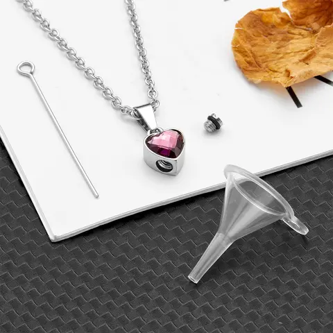 Stainless Steel Heart Urn Necklace with Birthstone - Cremation Jewelry for Human Ashes,  Keepsake Cremation Urn Jewelry