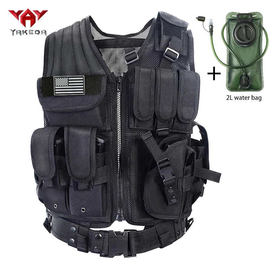

YAKEDA breathable mesh outdoor vest with 2L water bag and multiple pockets designed for hiking training