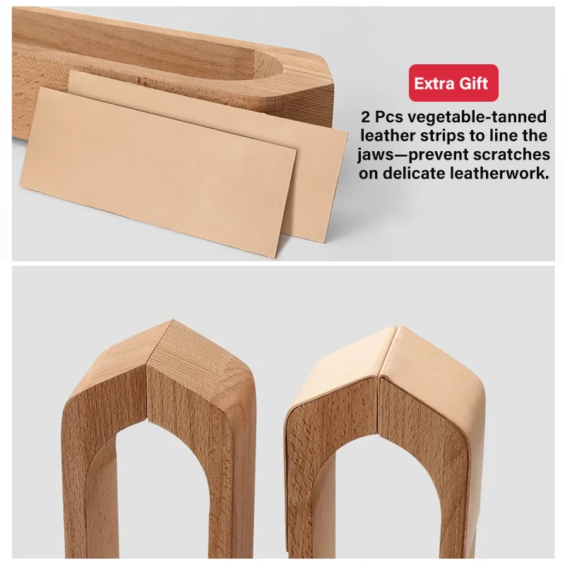 WUTA Leather Stitching Pony Hand Stitching Horse Table Desktop DIY Sewing Clamp Craft Working Tools Beech Wood w/2 Pcs Leather