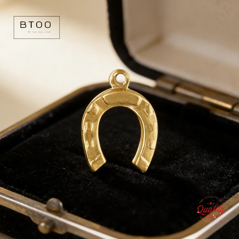 

Подвеска-шарм в форме подковы из 14-каратного желтого золота (14KGF) для изготовления ювелирных изделий, аксессуары для рукоделия, фурнитура ручной работы