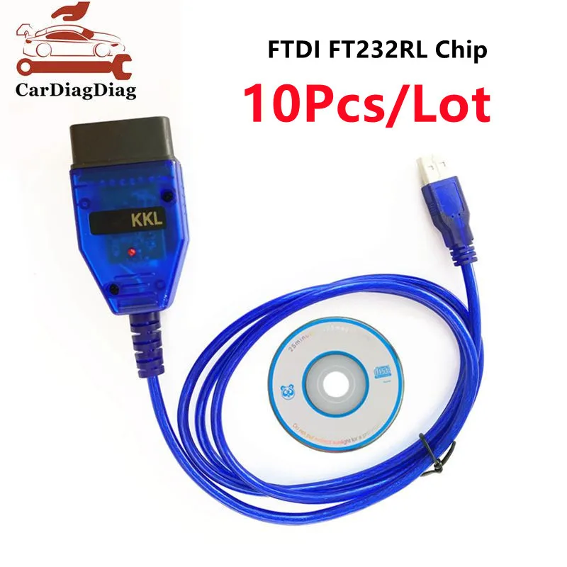 

10Pcs/Lot For VAG KKL 409 With FTDI FT232RL Connect Cable For VAG-COM KLL Auto OBD2 Interface USB Diagnostic Cable Scan Tool