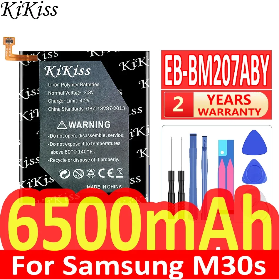 6500mAh KiKiss Powerful Battery EB-BM207ABY For SAMSUNG Galaxy M30S SM-M3070 M3070 M21 M31 M215 EB BM207ABY Phone Batteria