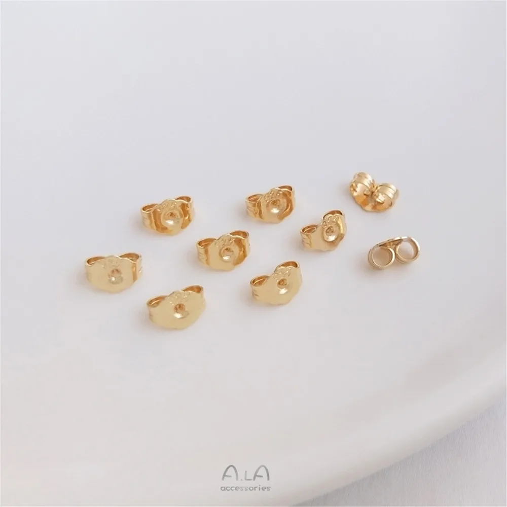 Tapones para los oídos de mariposa con sello de acero 925, cubierta de cobre de 14K, tapones para los oídos que preservan el color oro real, accesorios para pendientes DIY hechos a mano