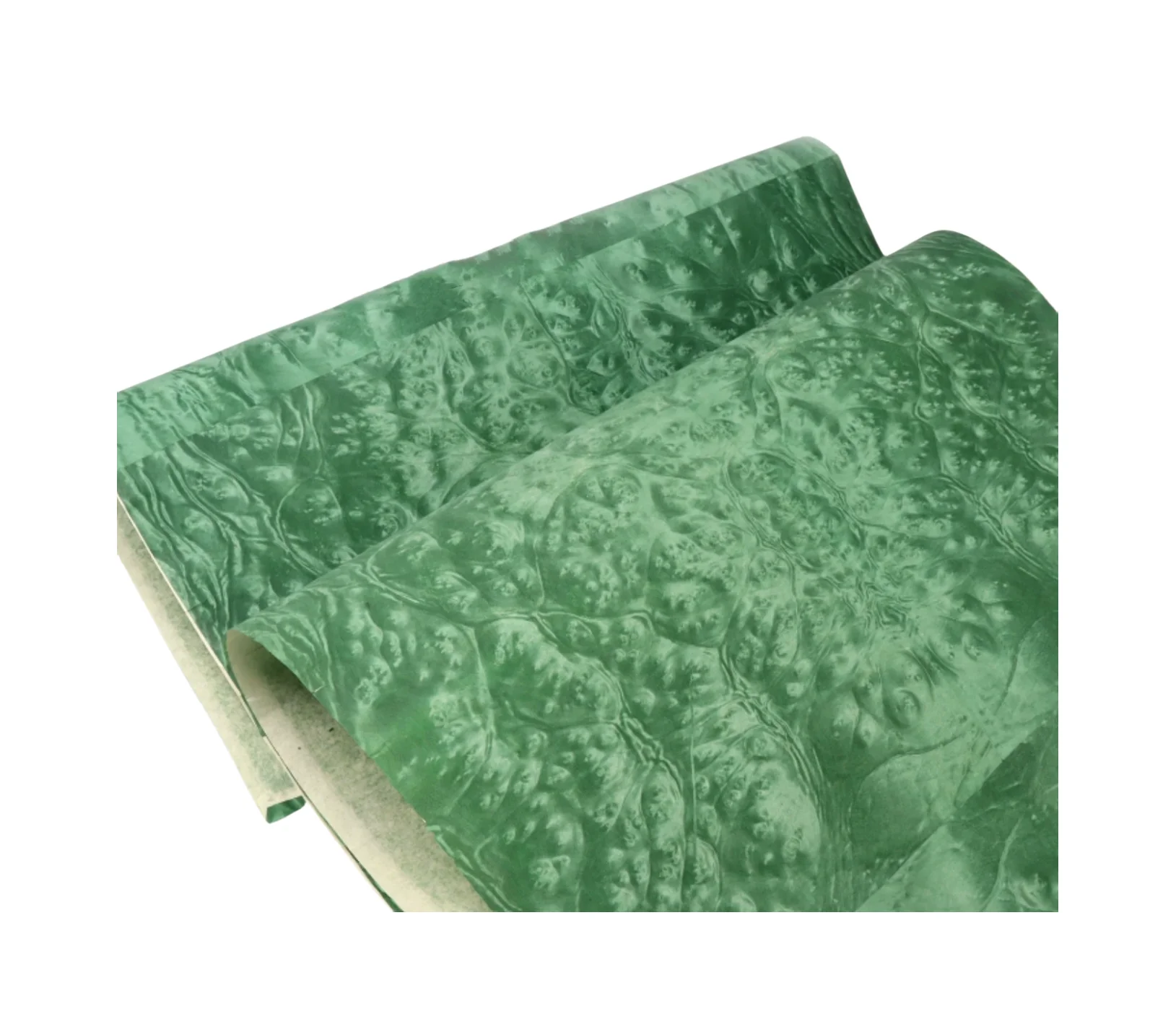 

Size:2.5x0.58meter Thick:0.25mm Crystal Jade Green Burl Wood Skin Handmade Decorative Veneer