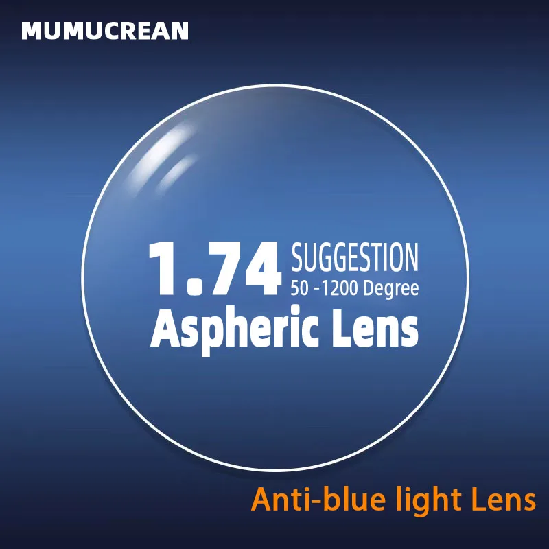 Mumucrean-カスタマイズされた樹脂非球面メガネレンズ、近視、遠視、老眼、アンチブルー、CR-39、1.56、1.61、1.67、1.74