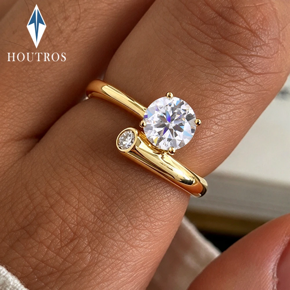 1CT Round Cut Moissanite Engagement Ring 925 Silver Rings Original Certified Unique Diamond Wedding Bands for Women Jewelry Gift