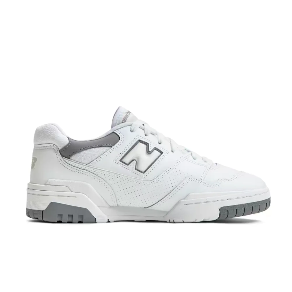New Balance NB550 Unisex Low-Top Retro Basketball Shoes – White/Gray, Shock-Absorbing Midsole, Durable & Comfortable BB550SWA