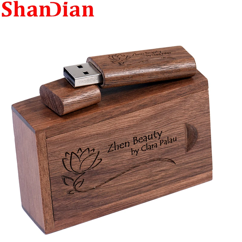 Unidad Flash de madera con logotipo personalizado, pendrive de fotografía de 128GB, 64GB, regalo de boda, memoria extraíble de 32GB, disco U de