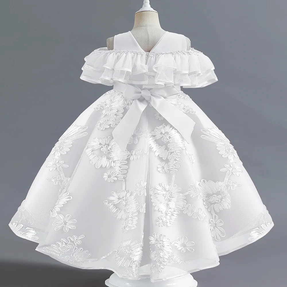 Vestido de princesa con bordado de flores para niñas, ropa elegante de boda para niños de 3 a 12 años, novedad