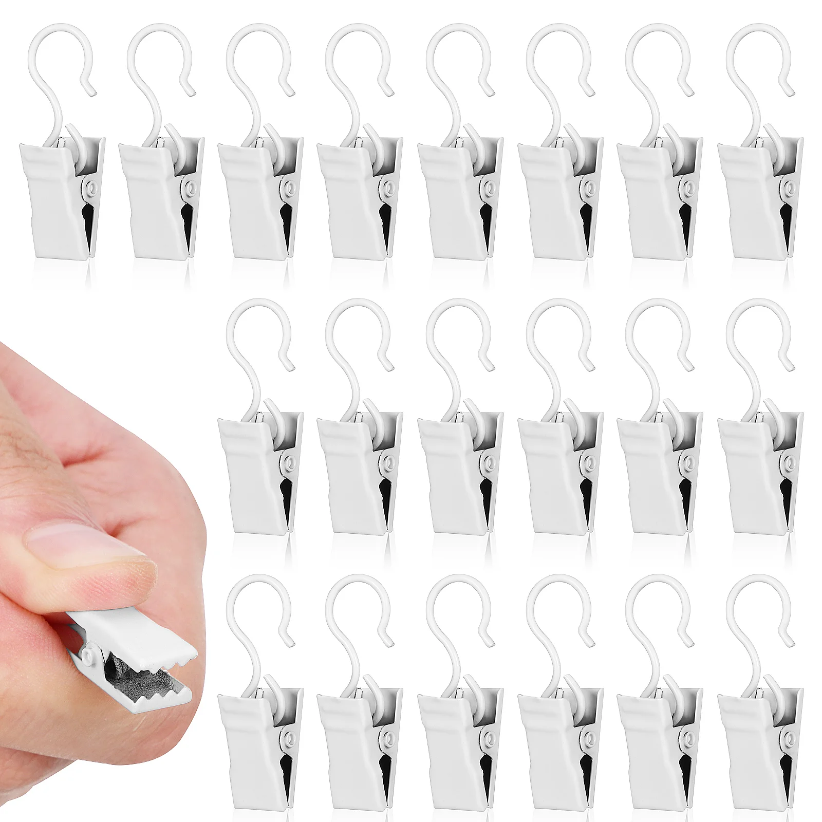 40 Pcs Small Hook Clip Set Metal Curtain Hanger Photo (painted White) Pieces Clothes Clips Racks Hat Drying Hooks Awning