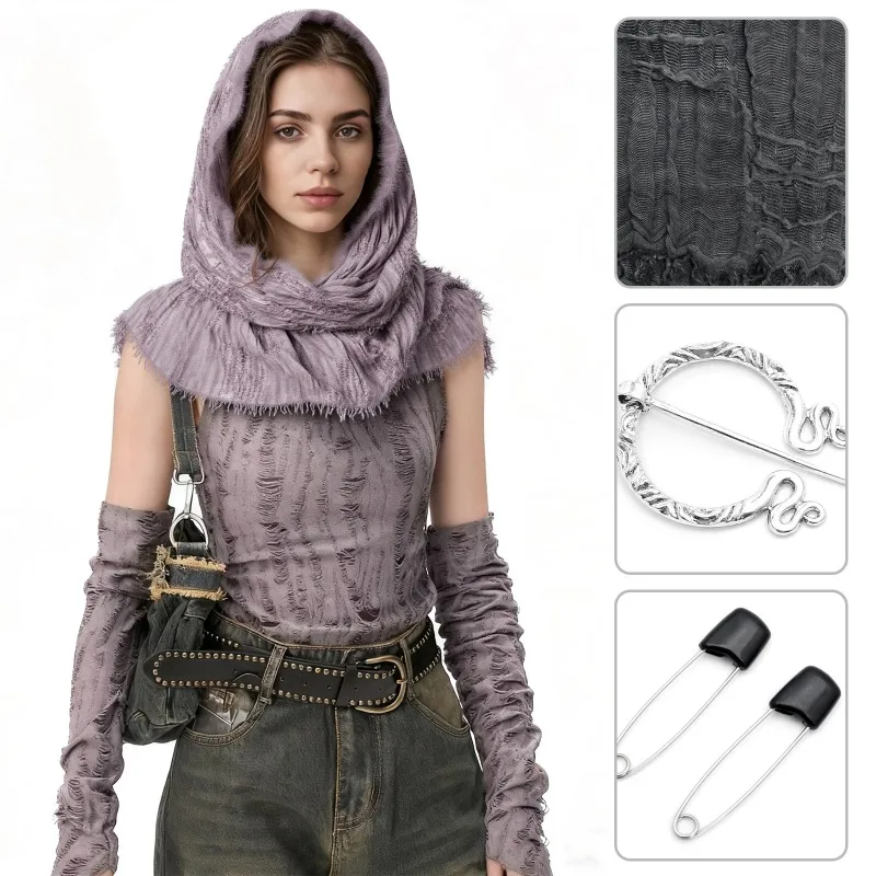 

Средневековый плащ-шаль в стиле викингов, состаренный шарф эпохи Возрождения, аксессуар для костюма на Хэллоуин, реквизит для косплея