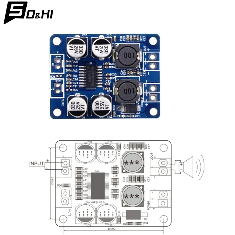 1Pcs TZT DC 12V-24V TPA3118 60W Mono Digital Audio Power Amplifier 1X60W Board Amp Module PBTL Digital Audio Amplifier Module