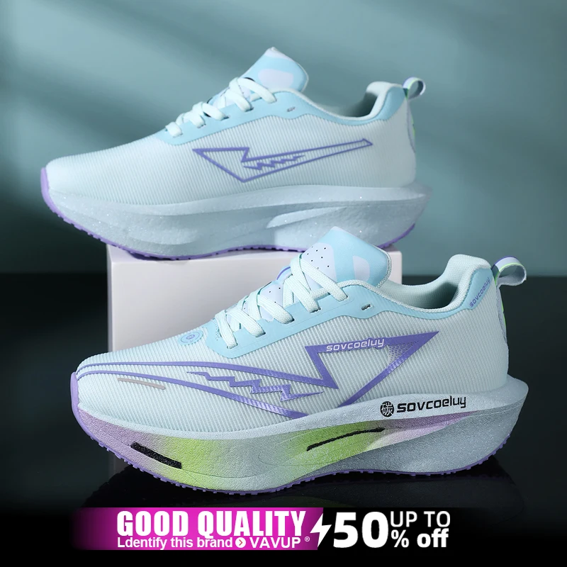 أحذية الجري الرجالية من الكربون، أحذية رياضية ماراثون رياضية قابلة للتنفس وخفيفة الوزن للنساء، أحذية رياضية مريحة مضادة للانزلاق