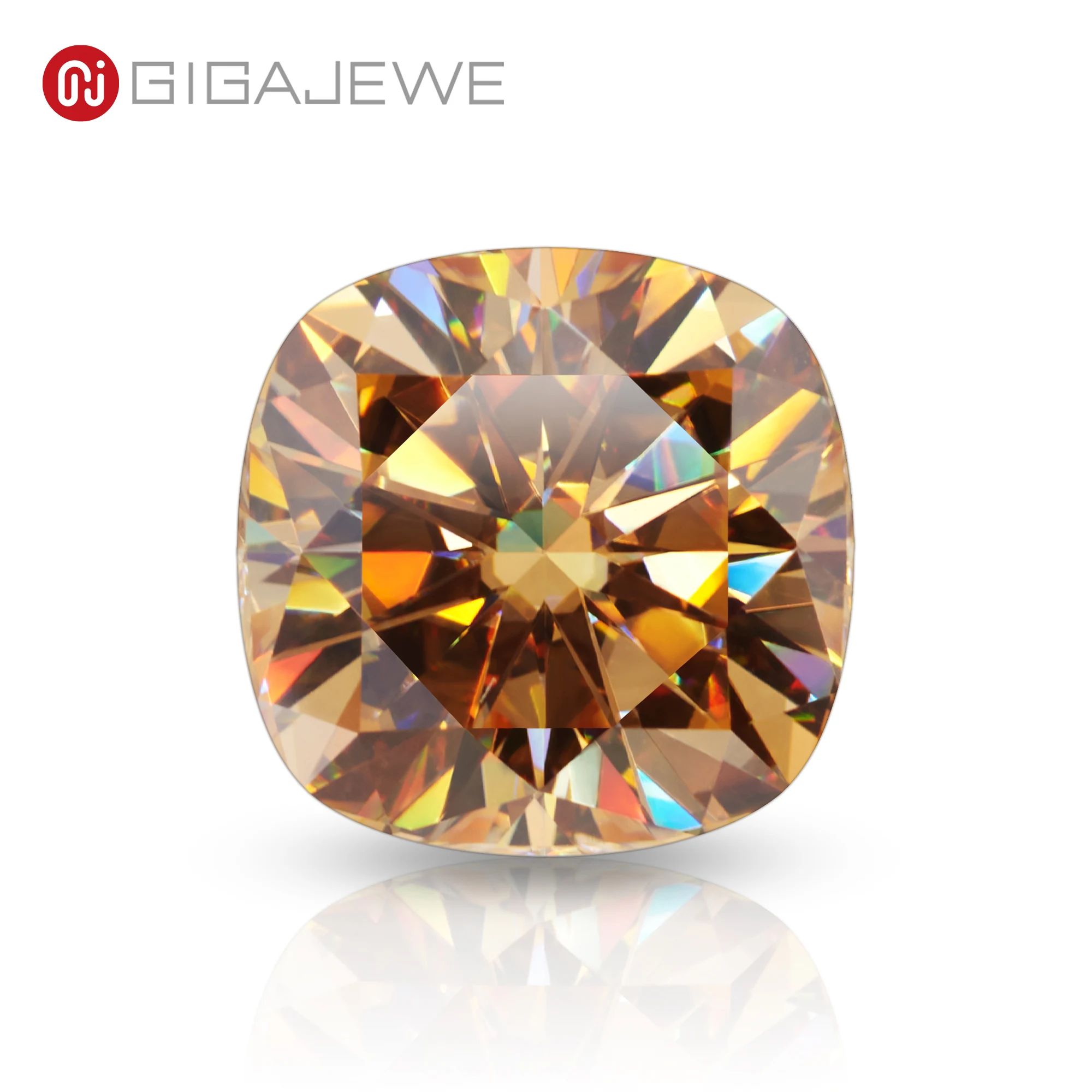 

GIGAJEWE Customized Cushion Cut Golden Color VVS1 Moissanite Loose Diamond Test Passed Gemstone For Jewelry Making