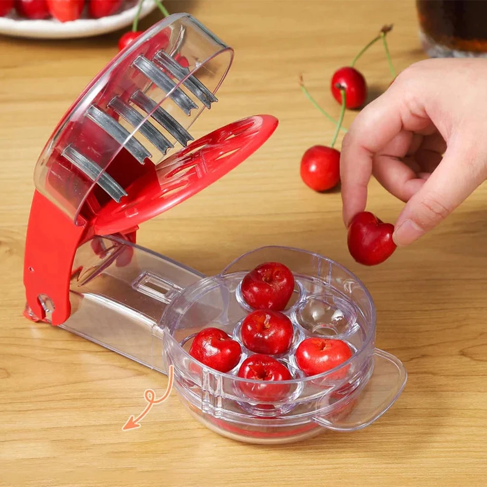 Portable 6-Hole Fast Cherry Pitter Cherry Stone Remover Seed Separator Remove Cherry Bones Kitchen Fruit Corer Olive Pit Tools