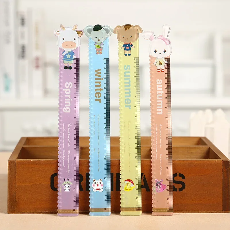 5 Pcs Cute Cartoon Animal Plastic Ruler Kids Student School Stationery Gift School Supplies Planner Accessories Student Prize