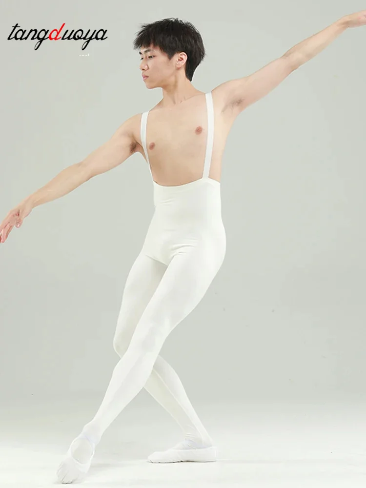 

Мужской цельный черный комбинезон на бретелях, балетный комбинезон без рукавов, облегающий комбинезон для всего тела, танцевальный костюм с подтяжками для фитнеса