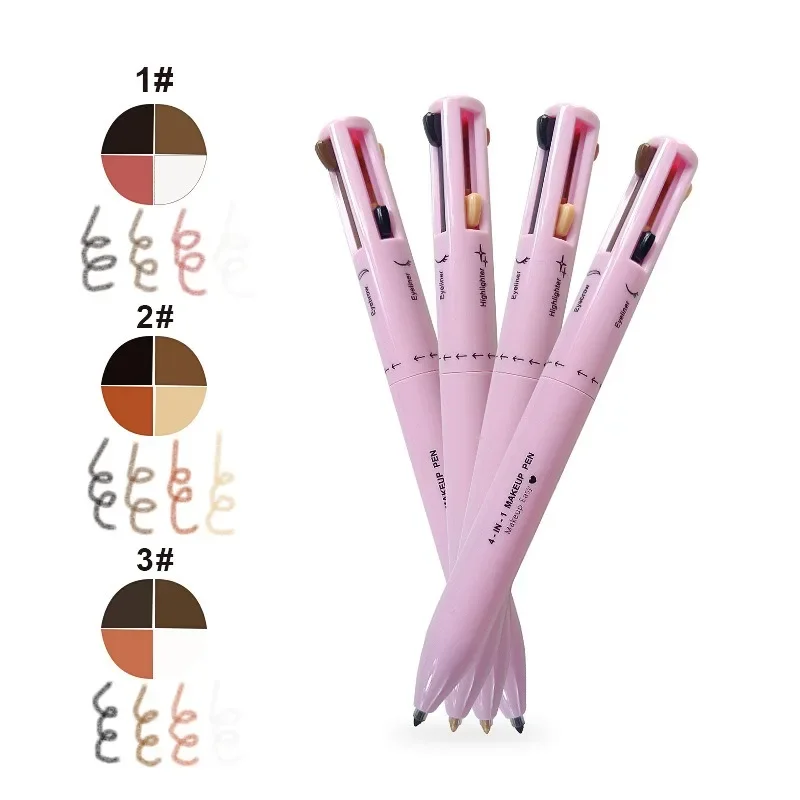 Matita per sopracciglia 4 in 1 Matita per labbra Evidenziatore Penna Disegno impermeabile Sopracciglio Lunga durata Facile colore Eyeliner Trucco Strumenti di bellezza