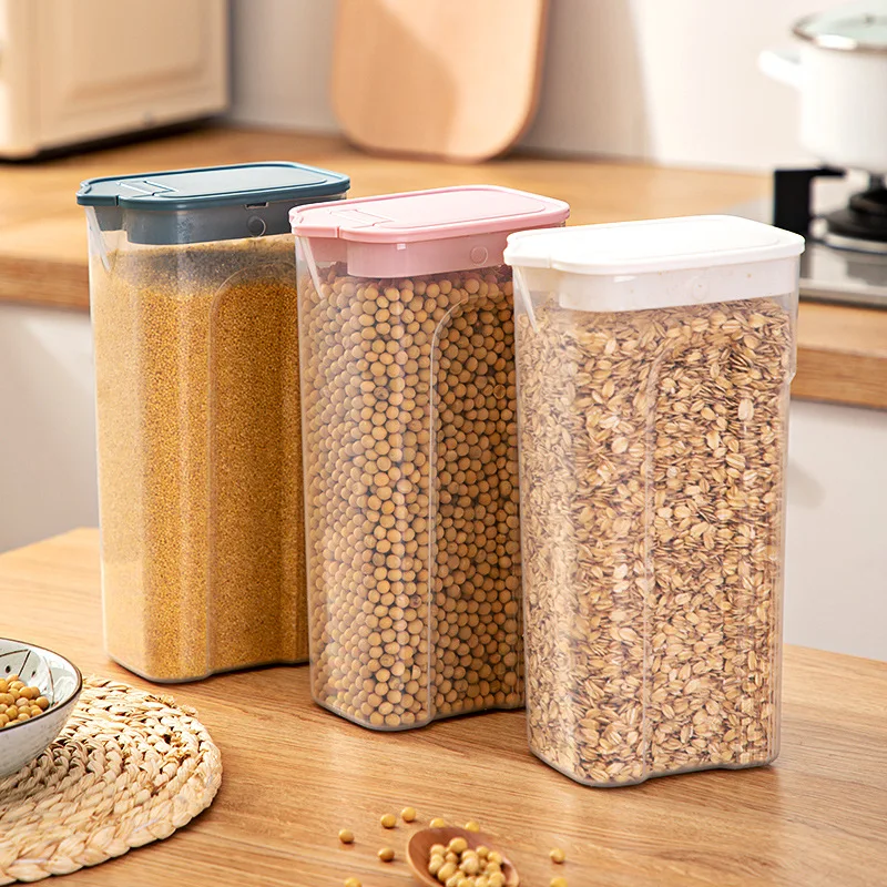 Kitchen Transparent Sealed Jar Plastic Household Cereals Grains Storage Box Hermetic Cans Organizer Bulk Classified Container