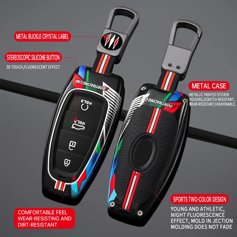 غطاء مفتاح السيارة من السيليكون المعدني للسباق لسيارة Hyundai Sonata Sel Ev 6 Ev 8 IONIQ 5 Nexo DN8 Fe Tucson Sonata Staria NX4 Ioniq