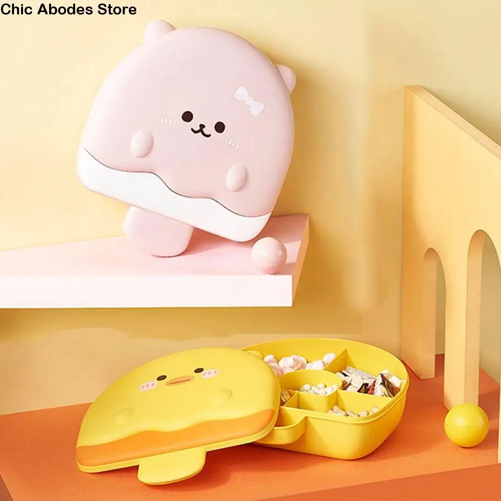 

Cute Cartoon Candy Storage Tray Portable Ice Cream Shape Divided Serving Platter 5 Compartments Reusable