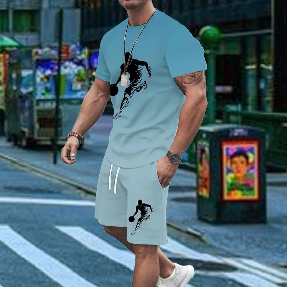 YUHA,Summer 3D Lion Cross Printed Men's T-shirt/Shorts/Suit Short Sleeve Jesus Love Everone Christian Street Wear 2 Pcs