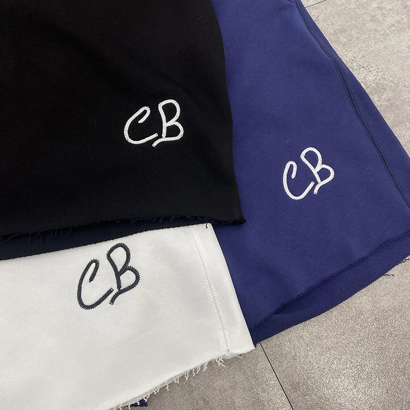 صور حقيقية للرجال والنساء ملابس الشارع الشهير الصيف CB شعار القطن ستار طباعة مرونة الخصر السراويل عارضة فضفاض قطع هيم السراويل الرياضية #5