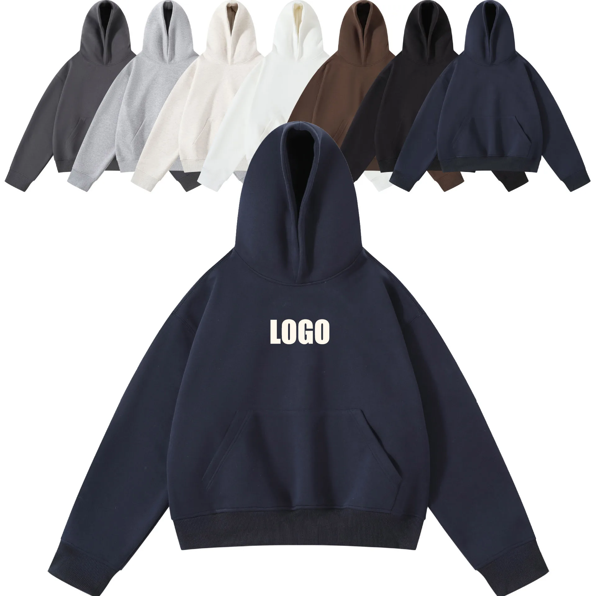 Customized LOGO men's new autumn and winter 420g cotton polyester short casual sports hoodie men's and women's couples sweater