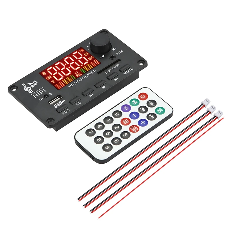 Mp3 Bluetooth WMA WAV Decoder Board 12V Wireless Audio Module Color Screen AUX USB Auto Accessories Audio Modification