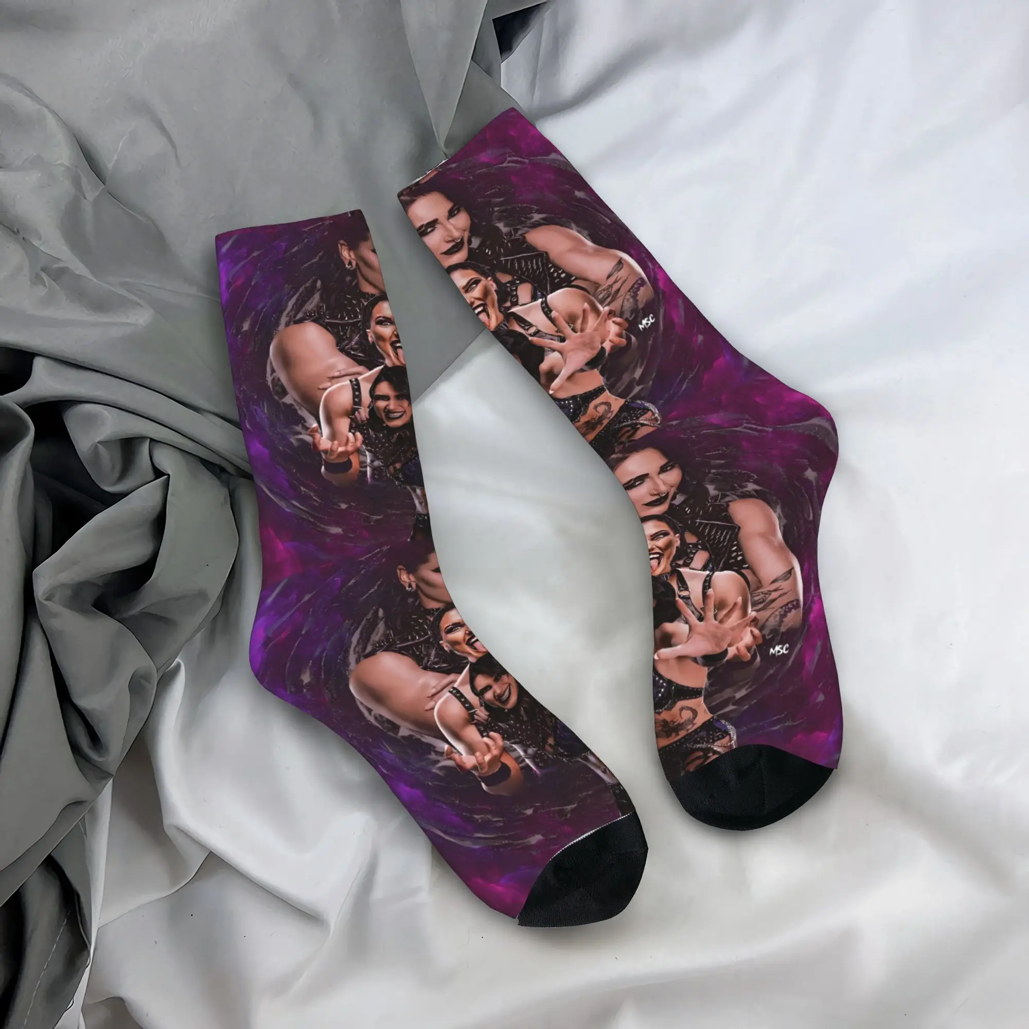Men Socks Rhea Ripley Wrestlers Vintage  Stockings Winter Casual Warm Soft Socks Graphic Running Anti Sweat Socks