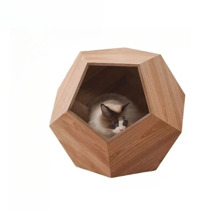 Simple cat nest, wooden teddy nest, living room pet, multi-purpose solid wood furniture