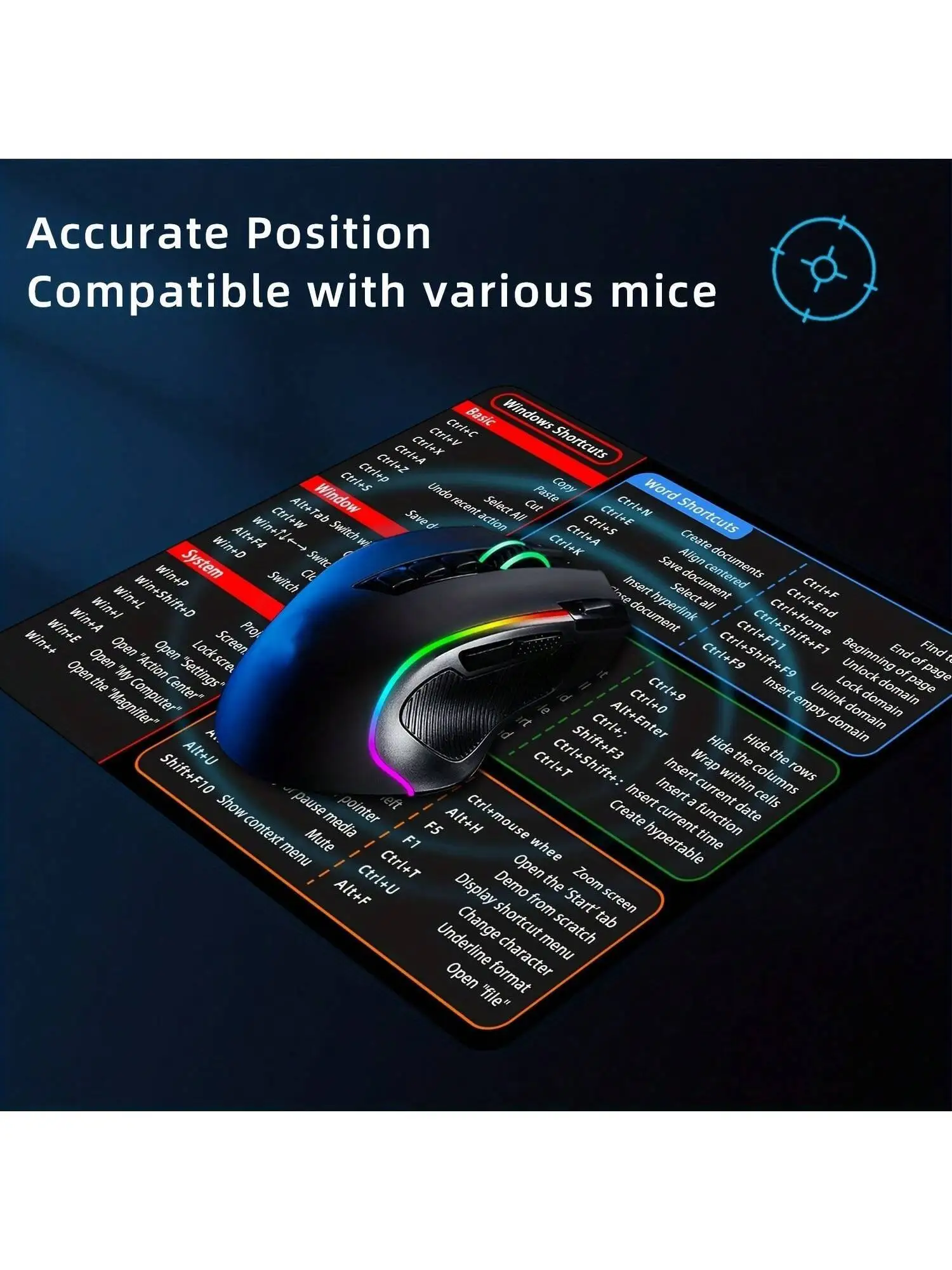 لوحة ماوس بسيطة لختصار Windows لبرامج المكتب Word Excel PPT - صغير 8.66 × 7.09 بوصة