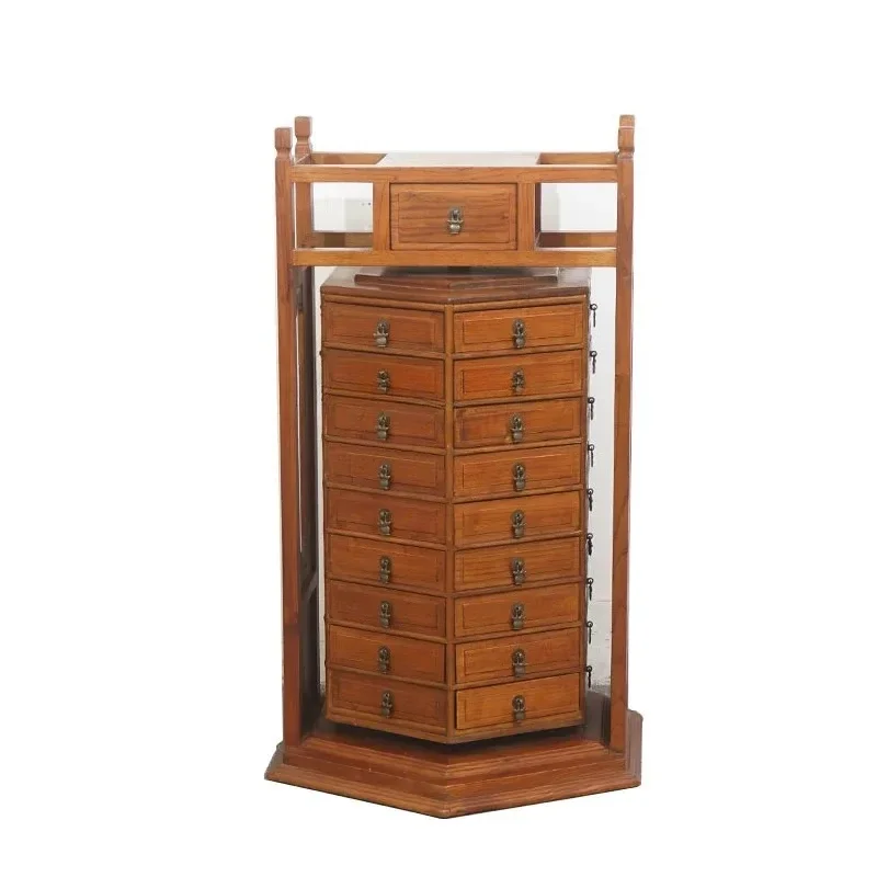 

Classical Chinese solid wood simple multi-treasure bucket cabinet storage cabinet retro rotating shaft medicine cabinet