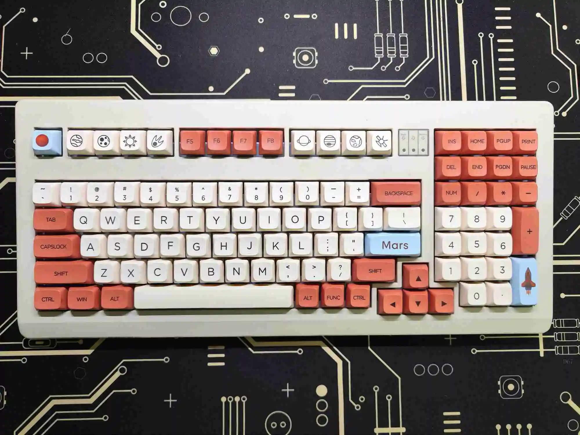 143 Keys/set Mars Theme Keycaps PBT Dye Sublimation Key Caps XDA Profile Keycap With 7U Spacebar 1.75u 2u Shift 1.25U MAC