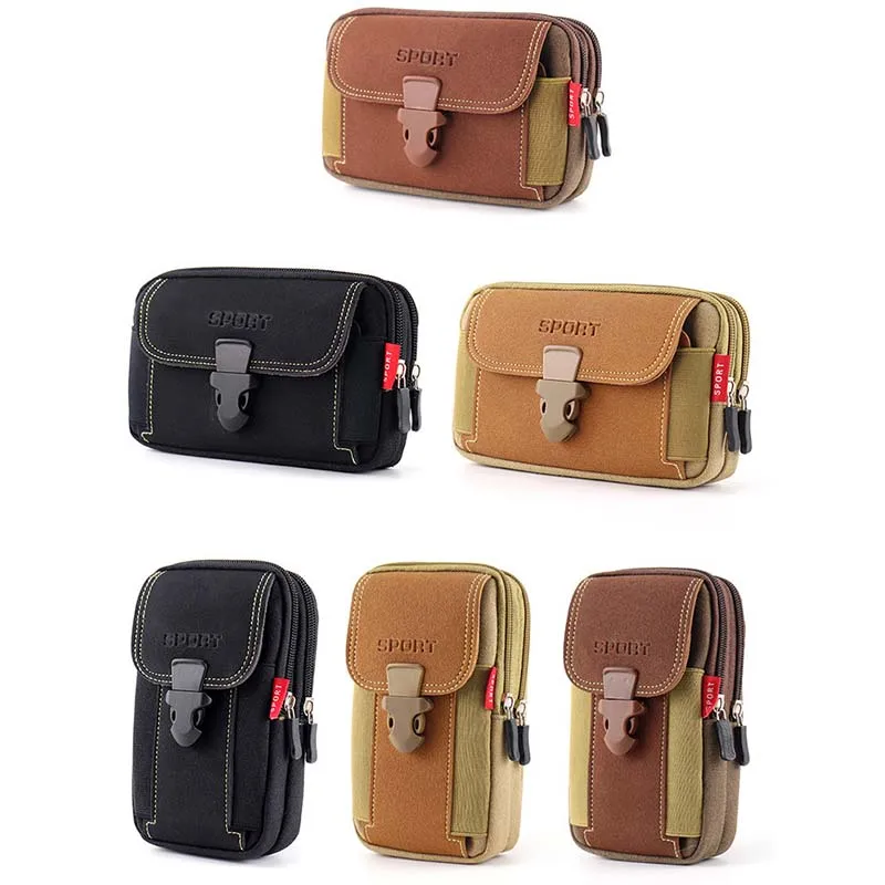 Canvas Waist Pocket Male Outdoor Fanny Bum Bag Purse Business Mobile Phone Pouch Running Pouch Travel Camping Bags