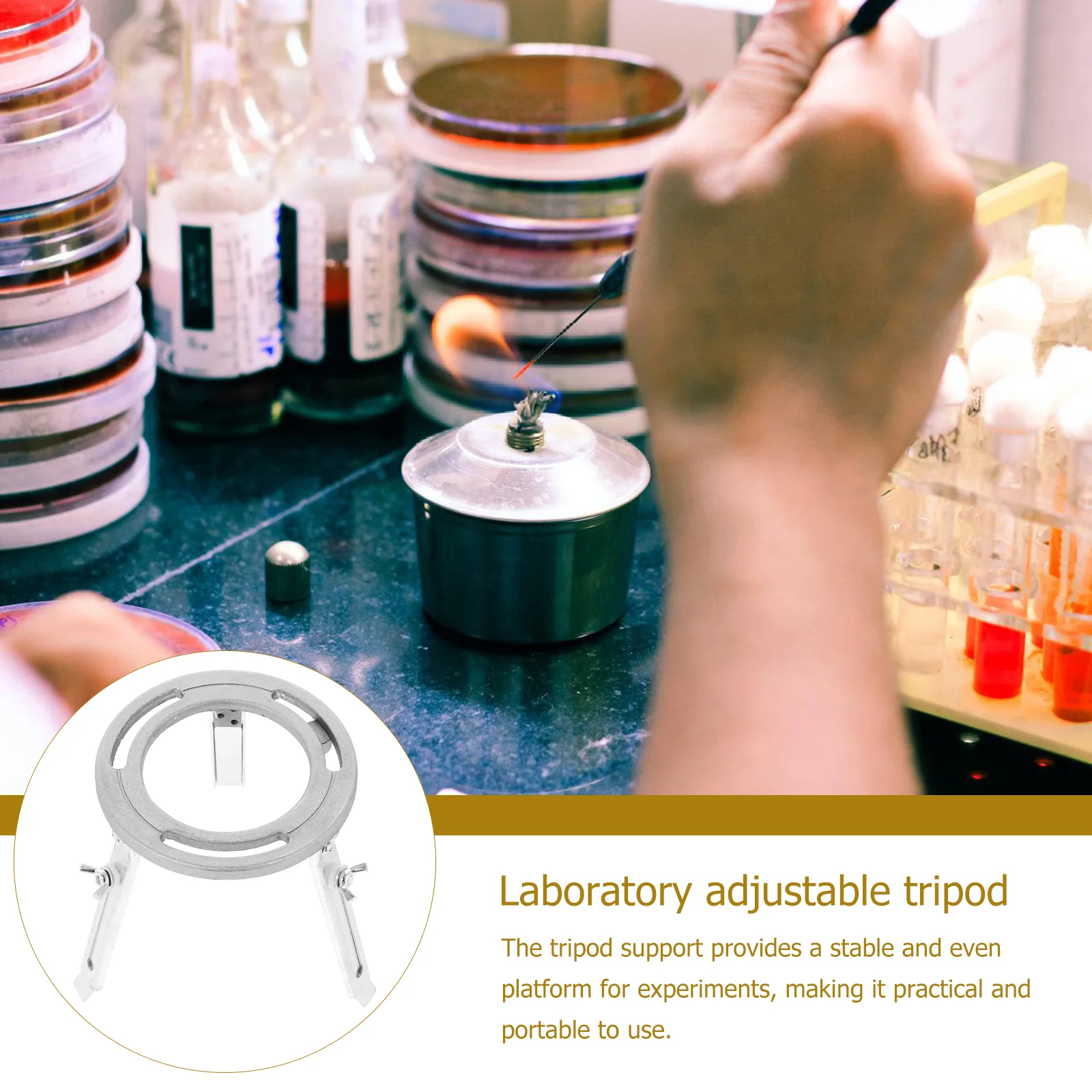 Imagem -02 - Laboratório de Química Experimento Tripé Álcool Lâmpada Stand Holder Levantável Experimental Luz Liga de Alumínio Suprimentos Equipamentos