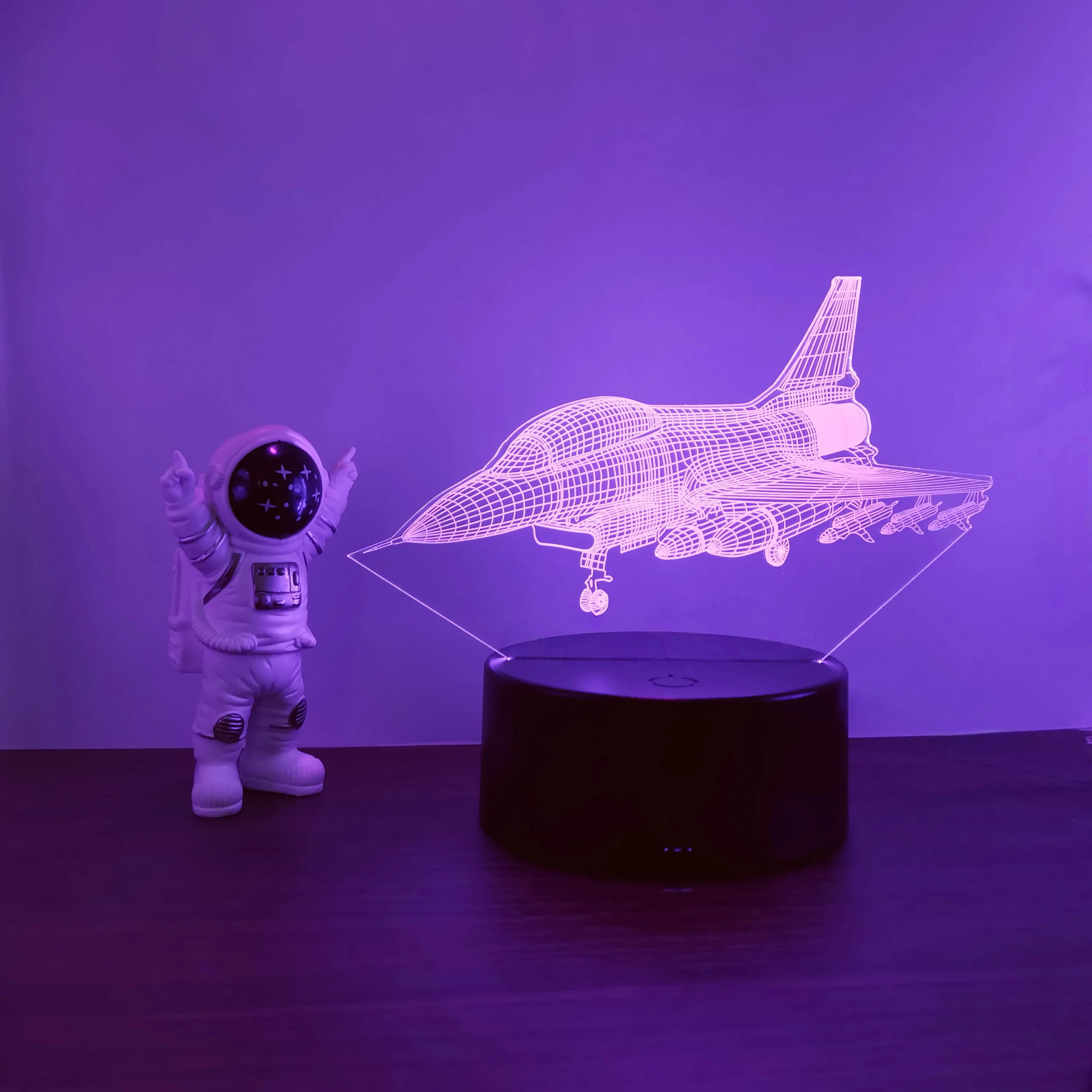 1pc fighter 3D nightlight, wojskowi entuzjaści kolekcji lampy stołowe, prezent świąteczny lampki nocne, nastrojowe światła USB.