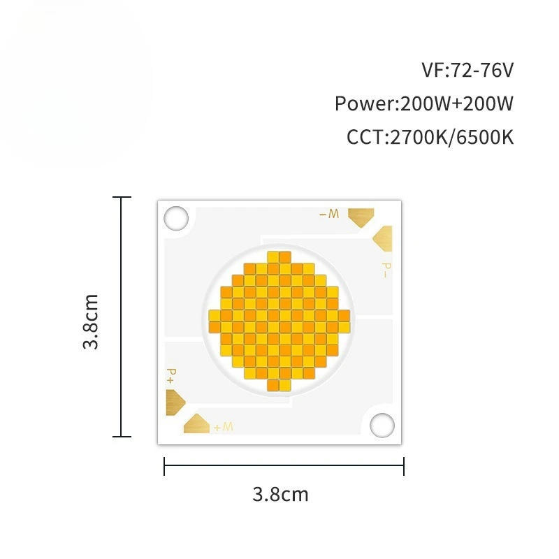 COB LED Light Source, 200W+200W Dual Color Temperature High CRI 3838 Series High Power Integrated LED Chip for Studio Stage