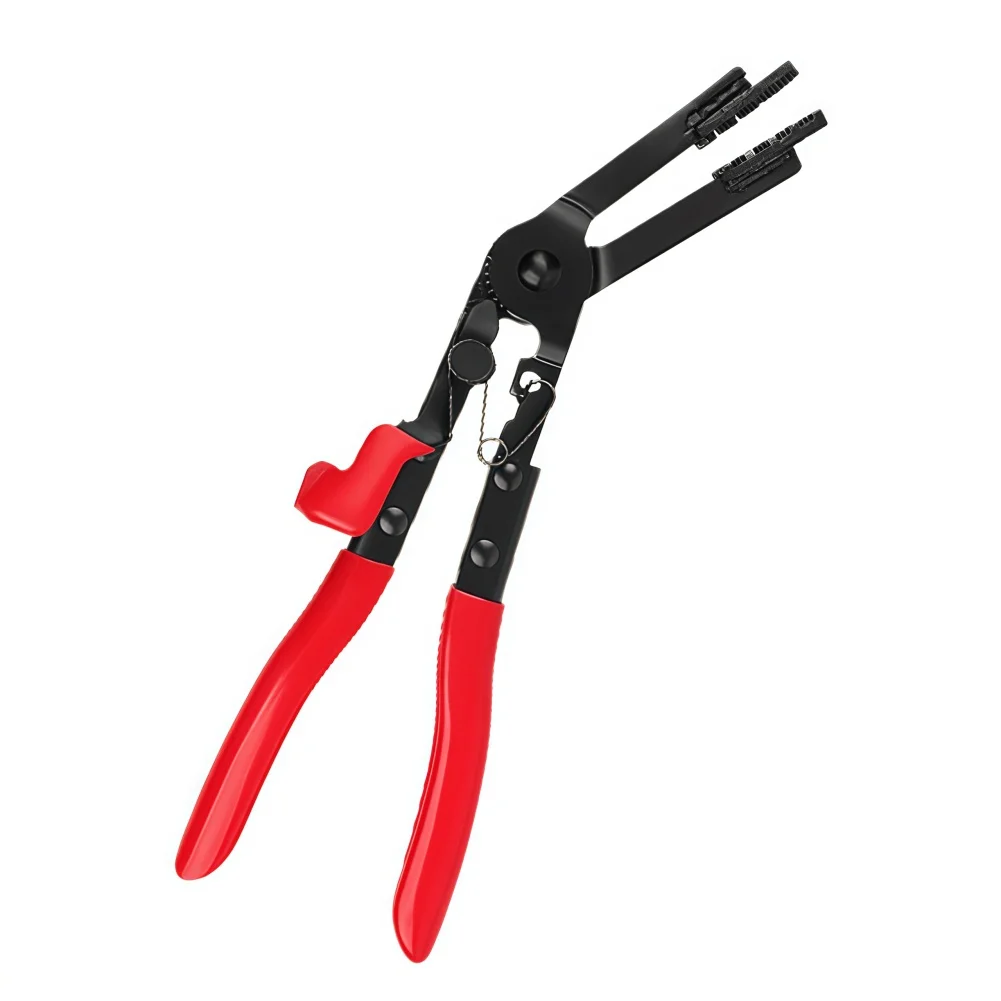 Robust Metal Pliers with Toothed Jaw for Installing and Removing Hose Clamps on Straight and Elbow Tube Bundles