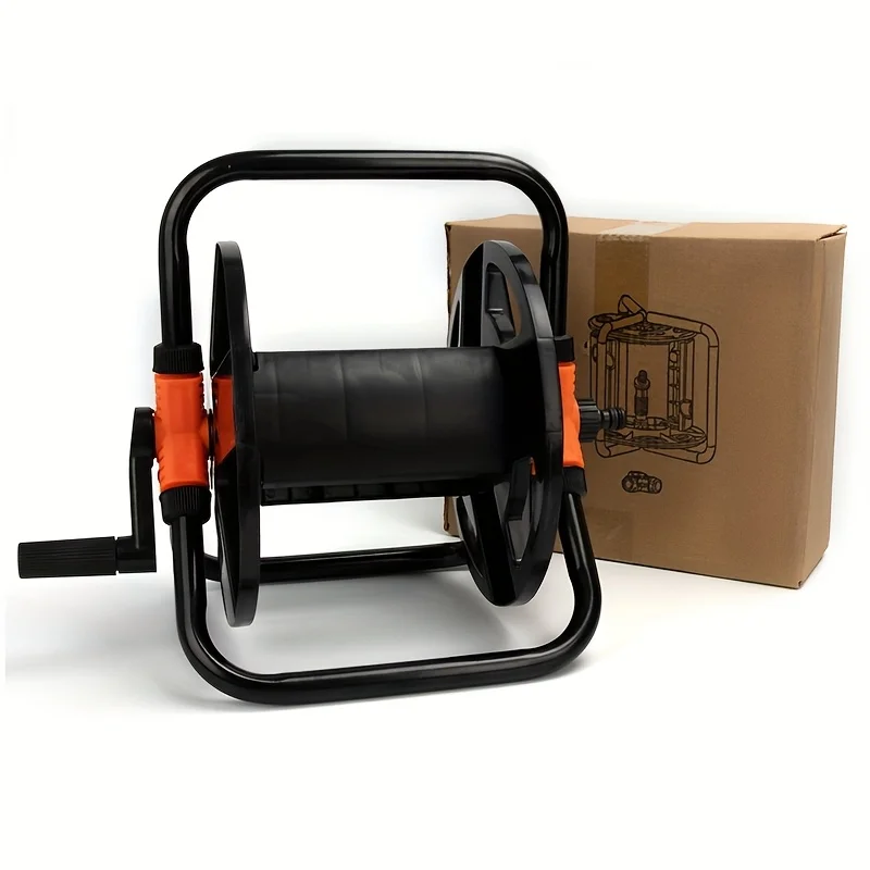 

Duty Black Plastic Garden Hose Reel w/ Orange Handle - Car Wash & Lawn/Garden Storage Rack, Tangle-Free Water Hose Organizer