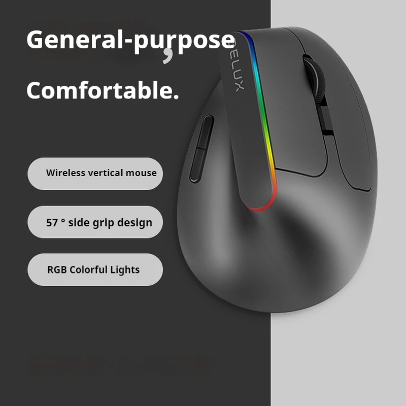 M618db Wireless Bluetooth Mouse 7 Buttons 4000dpi Vertical Design Rgb Light Mute Button Rechargeable Tablet Laptop Office Mouse